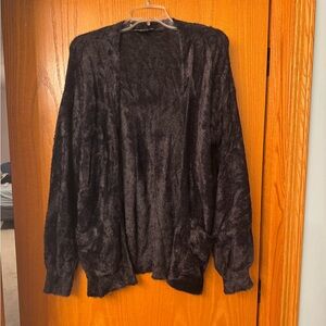 Express Black Faux Fur Open Front Cardigan